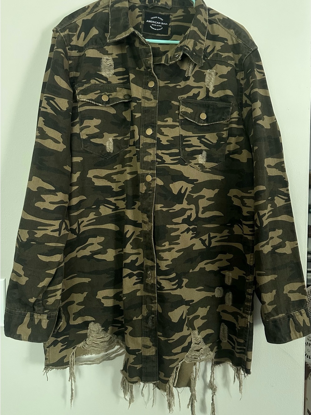 American Bazi Distressed Camouflage Field Jacket - Olive & Brown